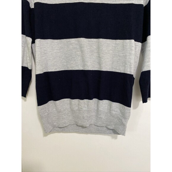 JCP Pullover Sweater Top Womens Size M Black Striped Cashmere Blend Sleeve 3/4 - Picture 14 of 14